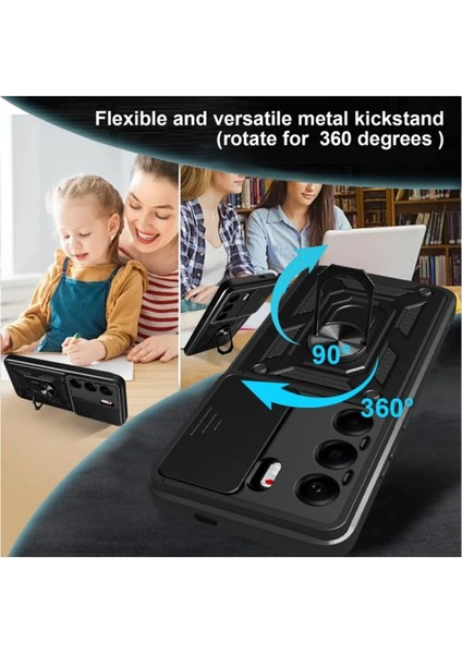 Tecno Camon 40 4g Uyumlu Tank Kılıf Yüzüklü Standlı Extra Darbe Koruma Zırhlı Outdoor Kapak - Lacivert fırsatları