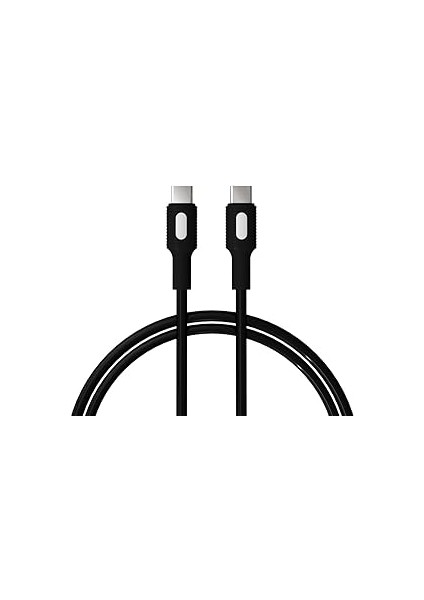 Coral Type C-C Power Delivery Hızlı Şarj Kablosu, Siyah Kablo, Beyaz/siyah Uçlar (120 Cm)