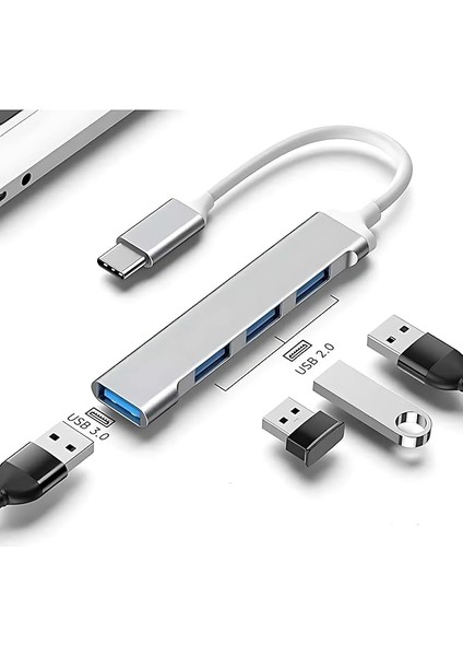 Type C To USB 3.0 Çoklayıcı 4 Adet Port Otg Çoğaltıcı Adaptörü - USB C To USB 3.0 - Macbook Için USB Portu USB Hub Çevirici