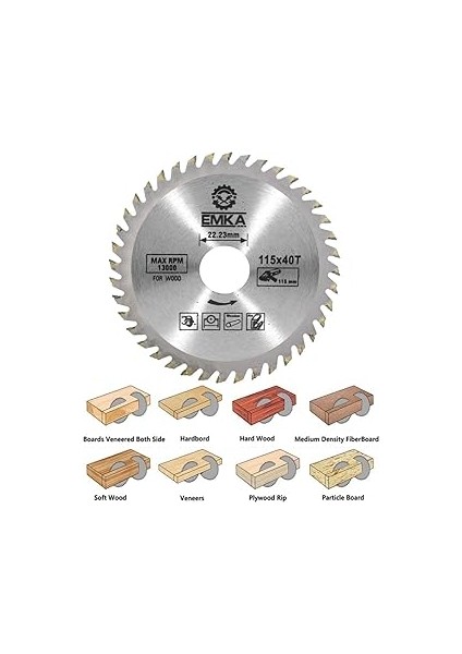 2'li Set Emka Daire Testere Bıçağı Ahşap Kesme Testeresi 115 mm 40 Diş + Matkap Aparatı indirimleri
