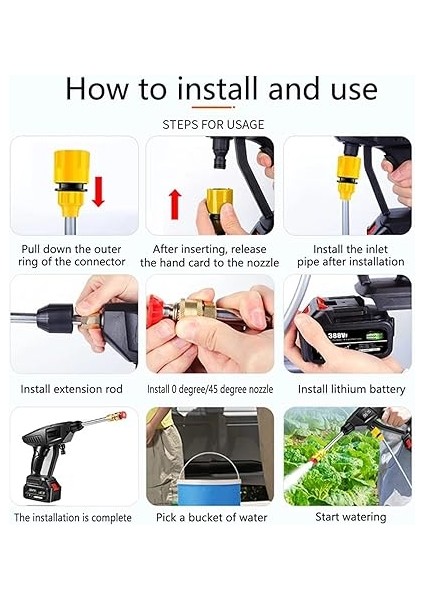 Basınçlı Yıkama Makinesi, 120PSI Taşınabilir Basınçlı Temizleyici Pil ve Şarj Cihazı ile Elde Taşınabilir 24V 7500MAHŞARJ Edilebilir Pil Elektrikli Basınçlı Yıkama Makinesi, Arabaları Yıkamak, fırsatları