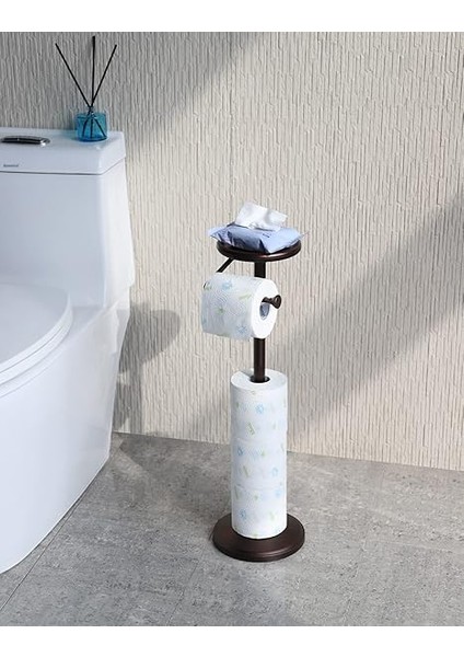 Tuvalet Kağıdı Tutucu, Bağımsız Ayaklı Raflı, Banyo Rulo Tutucu, Rulo Tutucu, Bronz Orb, Şık ve Dayanıklı, Banyo Için Ideal Organizasyon Aksesuarı fiyatları