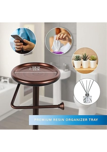 Tuvalet Kağıdı Tutucu, Bağımsız Ayaklı Raflı, Banyo Rulo Tutucu, Rulo Tutucu, Bronz Orb, Şık ve Dayanıklı, Banyo Için Ideal Organizasyon Aksesuarı fırsatları