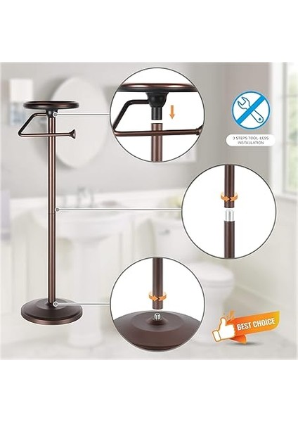 Tuvalet Kağıdı Tutucu, Bağımsız Ayaklı Raflı, Banyo Rulo Tutucu, Rulo Tutucu, Bronz Orb, Şık ve Dayanıklı, Banyo Için Ideal Organizasyon Aksesuarı indirimleri