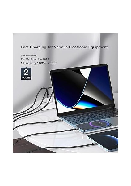 Şarj ve Veri Aktarım Kablosu 20V5A, Type C'den Type C'ye, 100W, Çift Kat Örgülü (Gri, 2 Metre) indirimleri