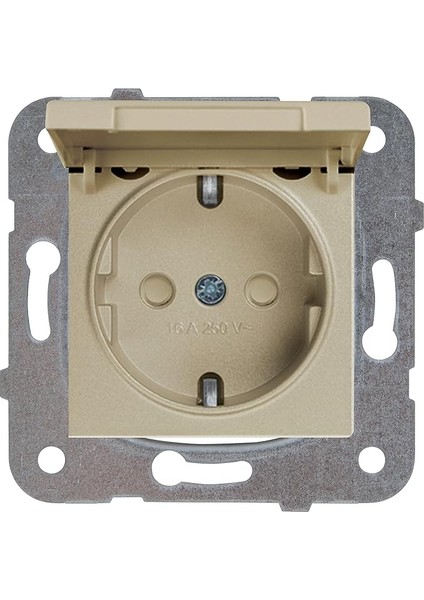 Novella Bronz Kapakli Toprakli Priz Mekanizma+Düğme Kapak Çabuk Bağlanti Çarpma Karşıtı Çocuk Korumalı