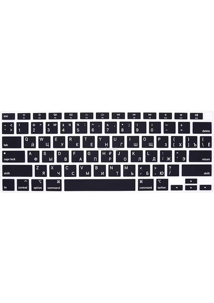 Rusça Klavye Koruyucu Macbook Air M1 13 Inç 2020 (Touchıd'li Air) A2337 A2179 Us Enter ile Uyumlu Siyah