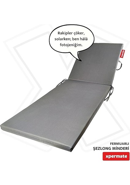 Fermuarlı Plaj ve Şezlong Minderi Su Geçirmez Kumaş Katlanır ve Yıkanabilir Kılıf Gri 60X180X5 fiyatları