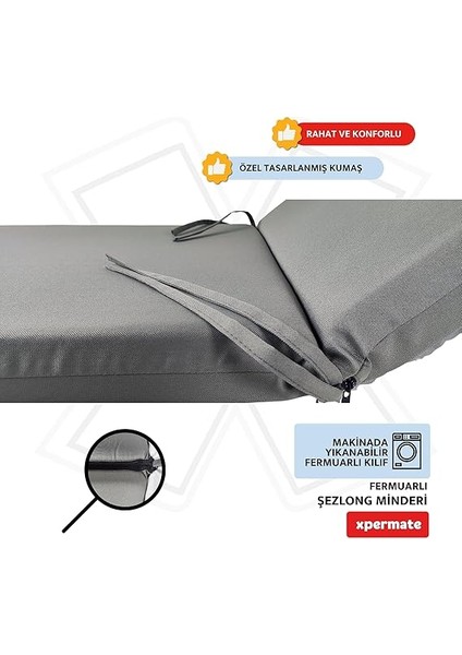 Fermuarlı Plaj ve Şezlong Minderi Su Geçirmez Kumaş Katlanır ve Yıkanabilir Kılıf Gri 60X180X5 fırsatları