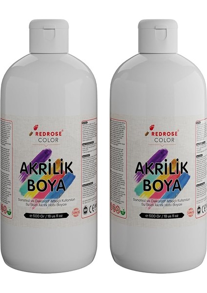 Rose Beyaz Akrilik Boya 2'li Set 2X500 gr