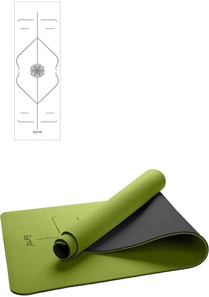 Hizalamalı 6mm Tpe Yoga Matı Pilates Minderi Yeşil