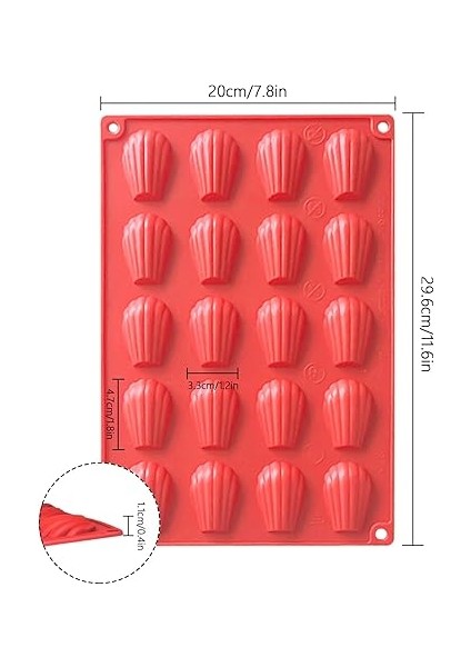 2 Adet Madeleine Pişirme Kalıbı, 20 Boşluk Mini Silikon Madeleine Pişirme Kalıpları, Silikon Çikolata Kalıpları, Pastalar Için Madeleena Kalıbı Çikolatalı Tatlılar Bisküvi (Kırmızı) fiyatları