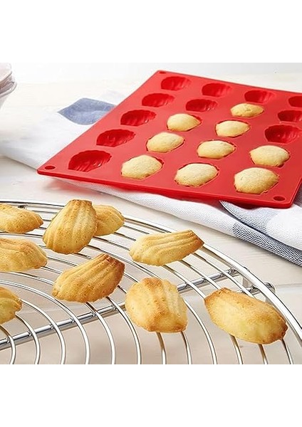 2 Adet Madeleine Pişirme Kalıbı, 20 Boşluk Mini Silikon Madeleine Pişirme Kalıpları, Silikon Çikolata Kalıpları, Pastalar Için Madeleena Kalıbı Çikolatalı Tatlılar Bisküvi (Kırmızı) modelleri