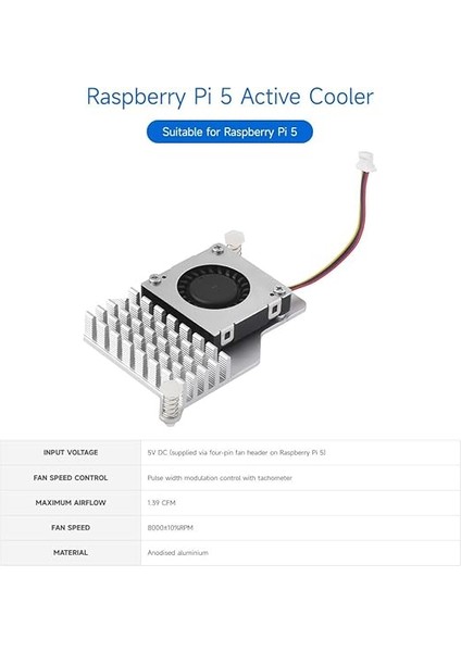 Raspberry Pi 5 Için Aktif Soğutucu (B), Aktif Soğutma Fanı, Alüminyum Soğutucu, Termal Pedli modelleri