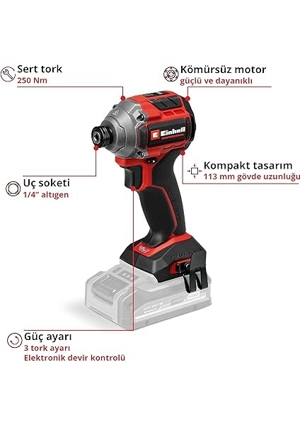 Professional Akülü Darbeli Somun Sıkma Tp-Cı 18/250-C Li Bl-Solo Power X-Change (18 V, 250 Nm Tork Seviyesi, 1000 Nm Serbest Bırakma Torku, Kömürsüz, Harici Kare Uç Soketi) modelleri