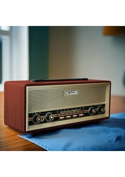 Midi Boy Retro Radyo Bluetooth Destekli Taşınabilir Radyo - Fm/am/sw Frekans, Usb/tf Kart Girişli, 2X8W Hoparlör, Şarjlı ve Kablolu Kullanım 35CM x 14CM PX-630BT (PX-630BT - Kahverengi)