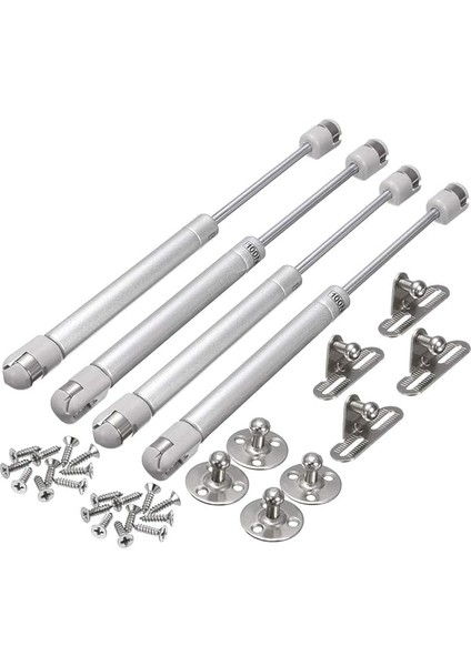 Gazlı Asansör Direği, Mutfak Dolabı, Gardırop Dolabı, Pnömatik Destek, Gazlı Yaylı Amortisör Menteşesi, 100N Kapaklı Bağlantı Elemanları Için, Yumuşak Kapanma Konağı, 4'lü Paket