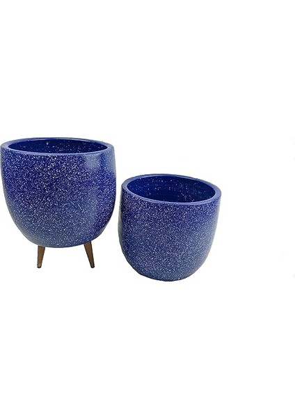 Tasarımı Ev Dekorasyon Aksesuar Lacivert Granit Toprak Saksı Saksılık Salon Çiçeklik Ikili Set Ayaksız - 3 Ayaklı- 19 cm modelleri