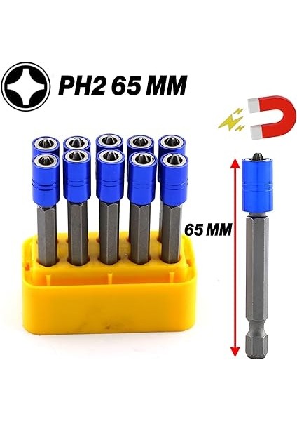Adet Mıknatıslı Bits Uç Ph2 65 mm Renkli Vida Tutucu Sökme Yıldız Matkap Vidalama Ucu S2 Çeliği fiyatları