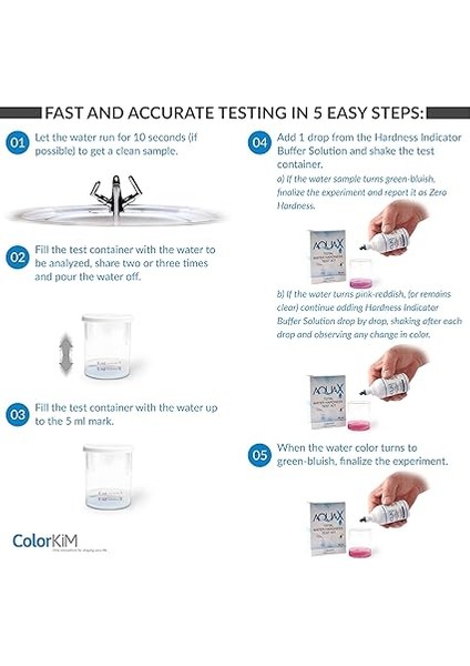 - Aquax Yerli Üretim, 50 ml Toplam Su Sertlik Test Kiti | Basitçe Damlat Gör Yöntemi | Kalibrasyon Gerekmez! fırsatları