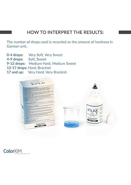 - Aquax Yerli Üretim, 50 ml Toplam Su Sertlik Test Kiti | Basitçe Damlat Gör Yöntemi | Kalibrasyon Gerekmez! indirimleri