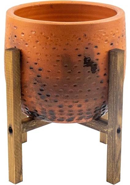 Tasarımı Ev Dekorasyon Aksesuar Siyah Nokta Desenli Toprak Saksı Saksılık Salon Çiçeklik 4 Ayaklı - 19 cm fiyatları