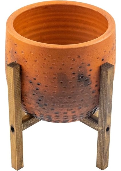 Tasarımı Ev Dekorasyon Aksesuar Siyah Nokta Desenli Toprak Saksı Saksılık Salon Çiçeklik 4 Ayaklı - 19 cm modelleri