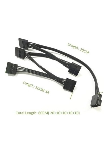 Plus PX-4355 Molex To Sata Kablo, Psu Sata Çoklayıcı, 5 Port Sata Power Çoklayıcı, 60CM Uzunluk fiyatları
