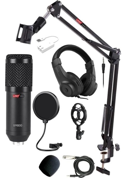 BM800K Mikrofon Seti (Stand Filtre 7.1 Ses Kartı Kulaklık)