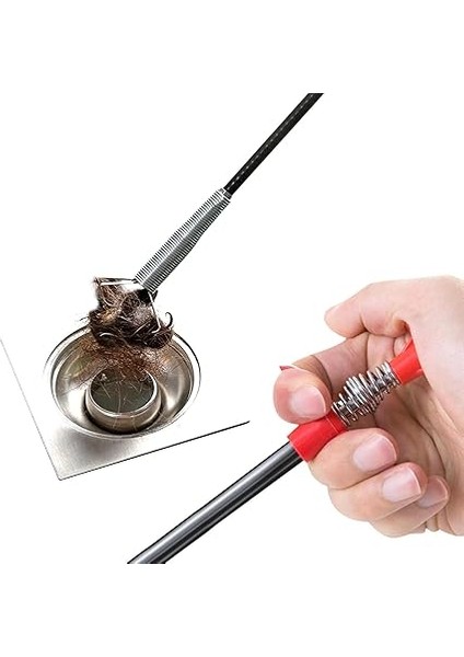 Tıkanıklık Açma Makinesi Gider Borusu Açma Temizleme Çubuğu Aparatı Mutfak Banya Drenaj Duş Tuvalet Kanalizasyon 90CM indirimleri