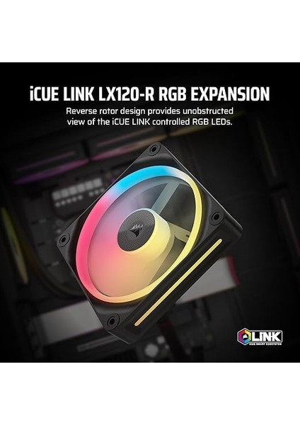 Icue Link LX120-R Rgb 120MM Pwm Ters Fan - Tek Fan - Düşük Gürültülü, Corsaır Manyetik Kubbe Rulman, Çift Işık Döngüsü, Corsaır Quikturn Vidaları, Sıfır Rpm Modu - Siyah fiyatları