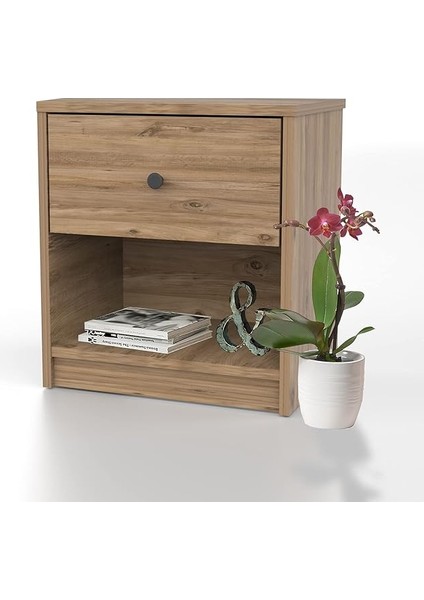 KMD110-CEVIZ Tek Çekmeceli Komodin