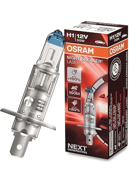 Ampul Night Breaker Laser H1 12V 55W%100'YE Kadar Fazla Işık 150M'YE Kadar Fazla Görüş Açısı,%20'ye Kadar Beyaz Işık 64150NL indirimleri
