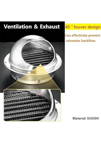 Air Vent 304 Paslanmaz Çelik Boğa Burunlu Dış Havalandırma, Yuvarlak Havalandırma Izgara Ekran Kaputu, Dış Duvar Egzozu Için, Davlumbaz Egzozu, 120 mm modelleri