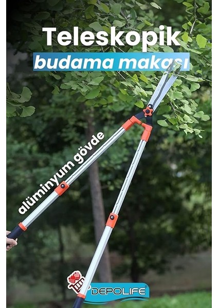 Professional Çim Çit Budama Kesme Makası Alüminyum Teleskopik Uzayan Kollu Kırpma Makası Battal Boy