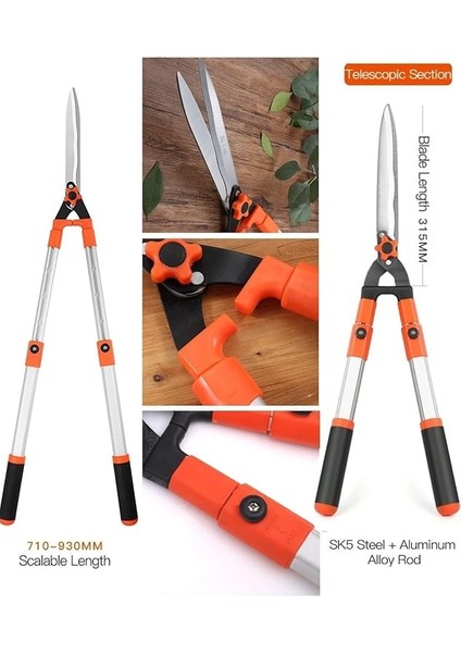 Professional Çim Çit Budama Kesme Makası Alüminyum Teleskopik Uzayan Kollu Kırpma Makası Battal Boy fiyatları