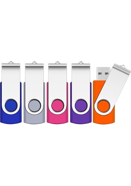 GB USB Bellek, Srvr 5 Adet USB Flash Sürücü Çok Renkli Hafıza Çubuğu Veri Belleği USB 2.0 Kapaklı LED Gösterge Anahtar Bandı