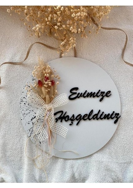 Kapı Süsü - Dış Kapı Süsü Evimize Hoşgeldiniz 2023-6 Beyaz 30 x 30 fiyatları