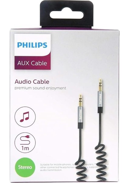 3.5 mm Jack Spiral Aux Ses Kablosu Siyah 1 Metre indirimleri