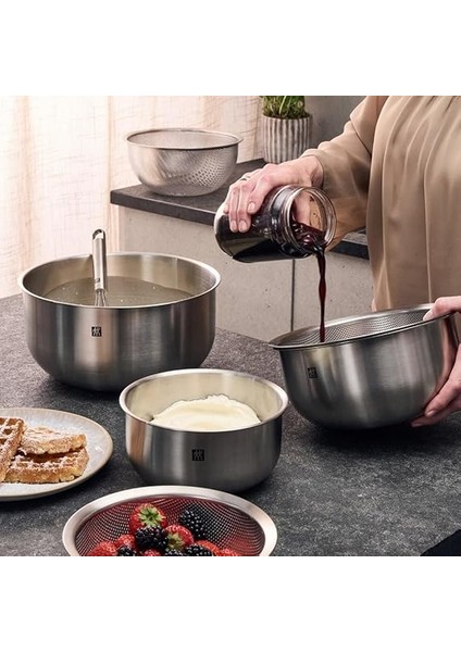 Hazırlama Kasesi Seti, 3 Parça, 18/10 Paslanmaz Çelik, Salata Kasesi, Karıştırma Kasesi, Çap: 17, 21 ve 25 cm fırsatları