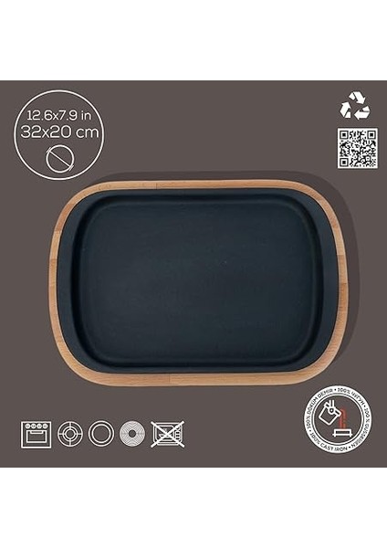 Döküm Servis Tabağı 32X20 Ahşap Altlıklı - Lv As 174 fiyatları