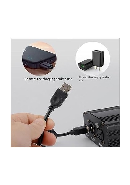Kondenser Mikrofon Için Xlr 3 Pin Mikrofon Kablosu ile 1-Kanal 48V Phantom Güç Kaynağı modelleri