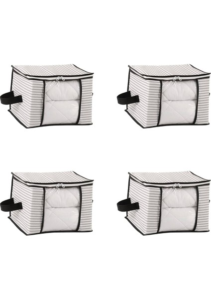 Boy Lüks Pencereli Kazak-Pike-Battaniye Hurcu Dolap Düzenleyici Hurç 40 x 30 x 30 cm - 4 Adet (Beyaz)