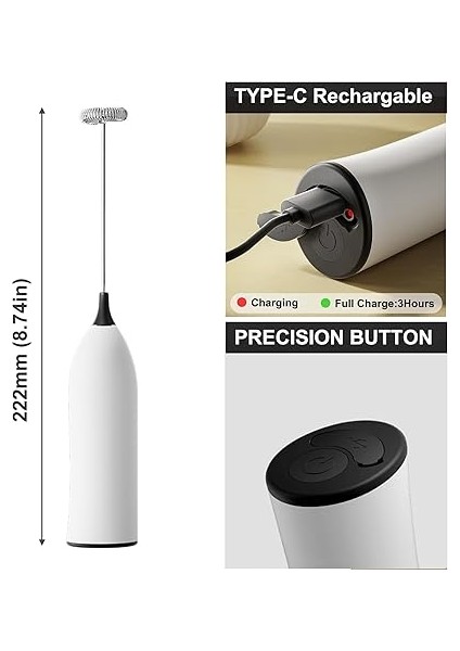 Elde Taşınabilir Kahve Köpürtücü,usb Şarj Edilebilir El Köpürtücü,kapuçino, Sıcak Çikolata, Milkshake, Yumurta Karışımı Için Ayarlanabilir Elde Taşınabilir Süt Köpürtücü fiyatları