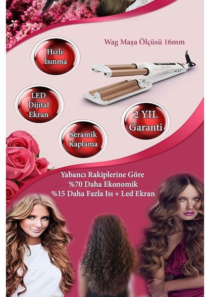 Jolvena Wag Tipi Su Dalgası Saç Maşası 16MM modelleri