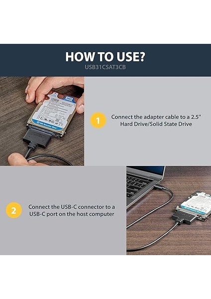 Com USB C Sata Adaptör Kablosu 2,5 Inç Ssd/hdd Için - USB 3.1 (10GBIT/S) - Thunderbolt 3 Uyumlu - Sata I/ıı/ııı (USB31CSAT3CB) indirimleri