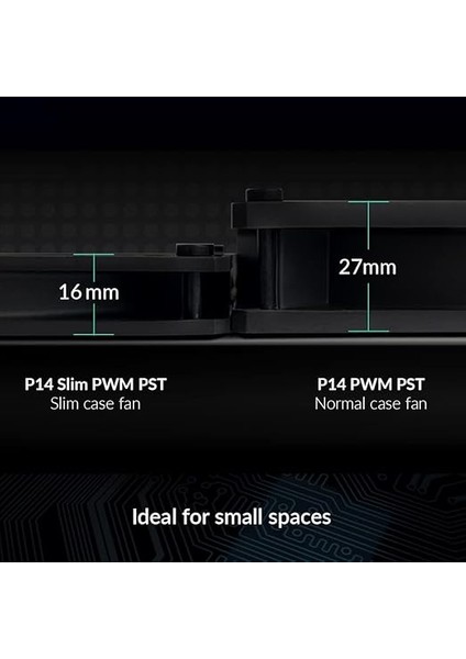 P14 Slim Pwm Pst Kasa Fanı, 140 mm Pwm Pst, Statik Basınç Için Optimize Edilmiştir, Pst Bağlantılı Kasa Fanı (Pwm Paylaşım Teknolojisi), Özellikle Dar, 150 – 1800 Devir/dakika – Siyah fiyatları