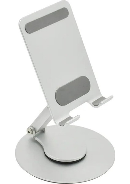 360° Döner Telefon Tablet Standı – Ipad, Iphone, Android ve Tüm Cihazlarla Uyumlu Ayarlanabilir Masaüstü Tutucu | Yüksek Stabilite, Çok Açılı Görüntüleme Gümüş