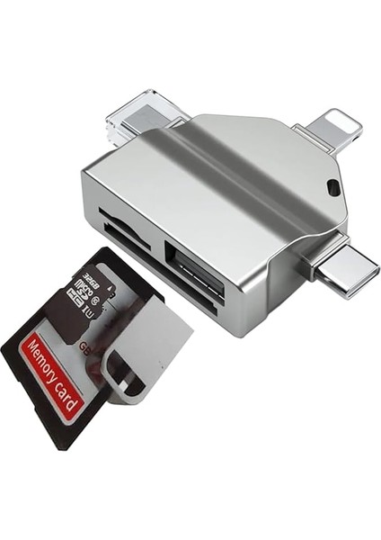 USB Otg Kart Okuyucu Micro USB Type-C ve Lightning Uçlu Telefon Pc Bilgisayar ve Notebook Uyumlu Mikro Sd Kart Okuyucu ZR591