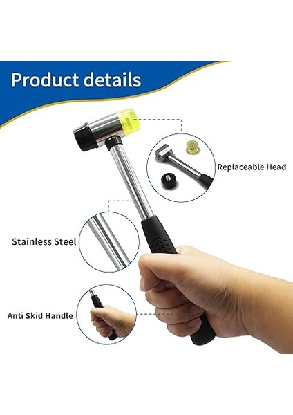 Kauçuk Çekiç, 25MM Küçük Kauçuk Çekiç, Takı Deri El Sanatları Ahşap Işleri Için Ergonomik Şekilli Kaymayı Önleyici Saplı Yumuşak Çekiç modelleri